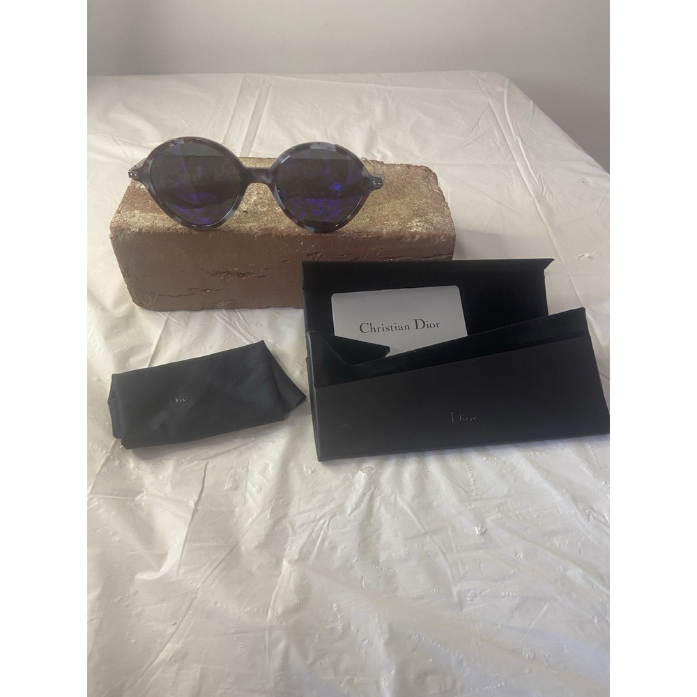 CHRISTIAN DIOR UMBRAGE Gold Havana Violet Mirrored‎ Foliage Round Sunglasses
